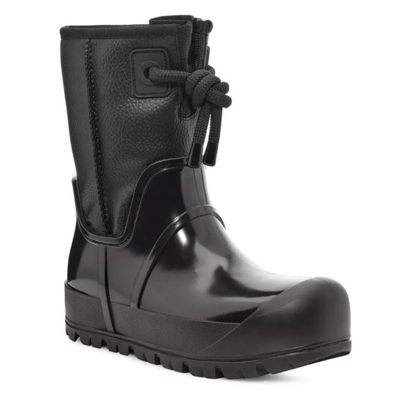 UGG Raincloud Lace Rain Snow BOOTS Size 41 10 Black Suede Waterproof NEW $175 - Picture 3 of 13